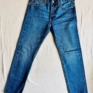 Levi's Premium Selvedge 501 ST Slim Straight Jeans in Medium Blue Wash